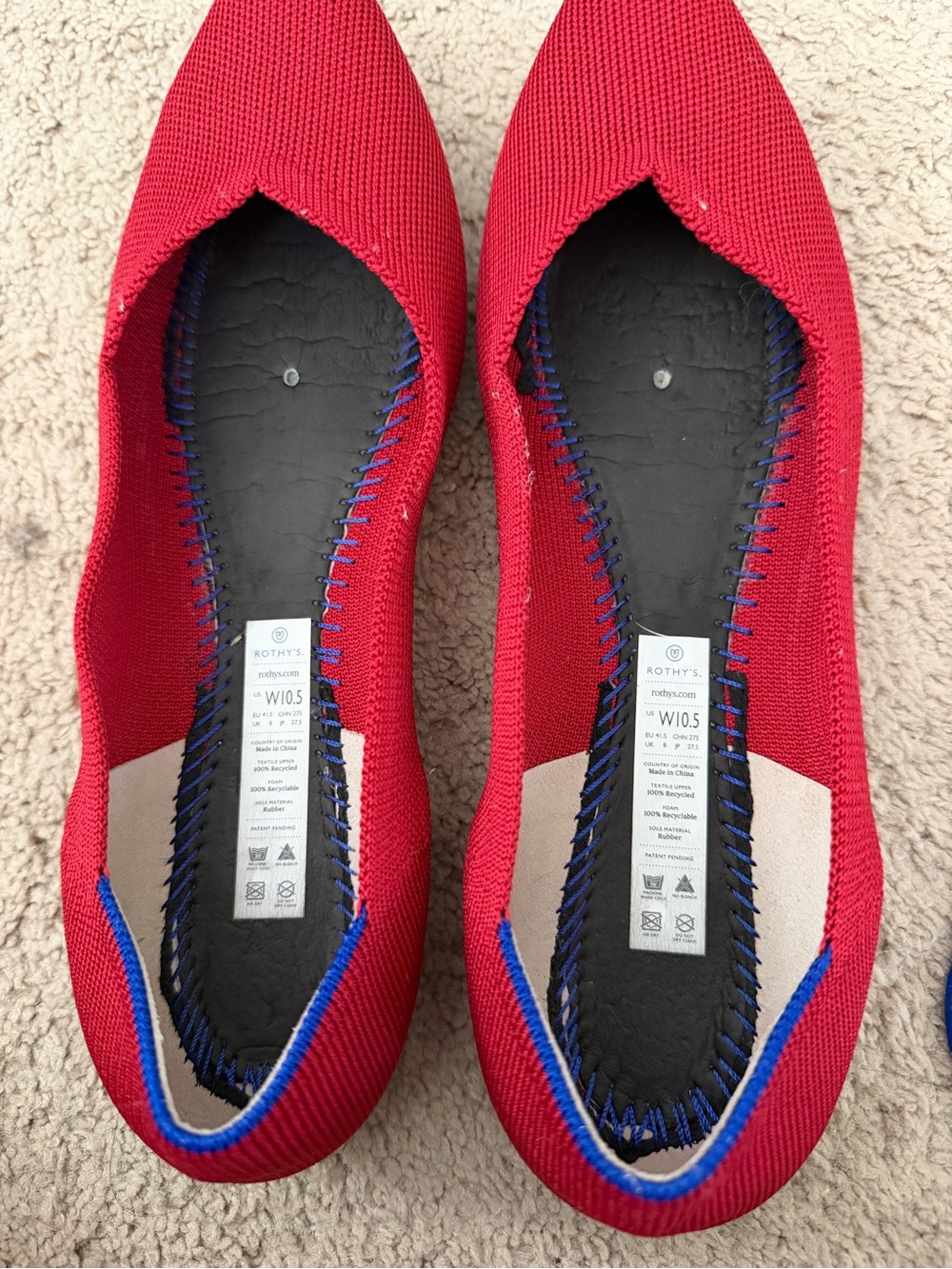 Rothy’s red point flats size 10.5 - Picture 7 of 10